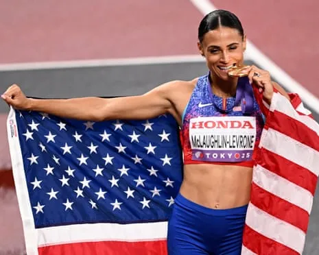 The American sprinter runs fastest female 400m in four decades to win championship title